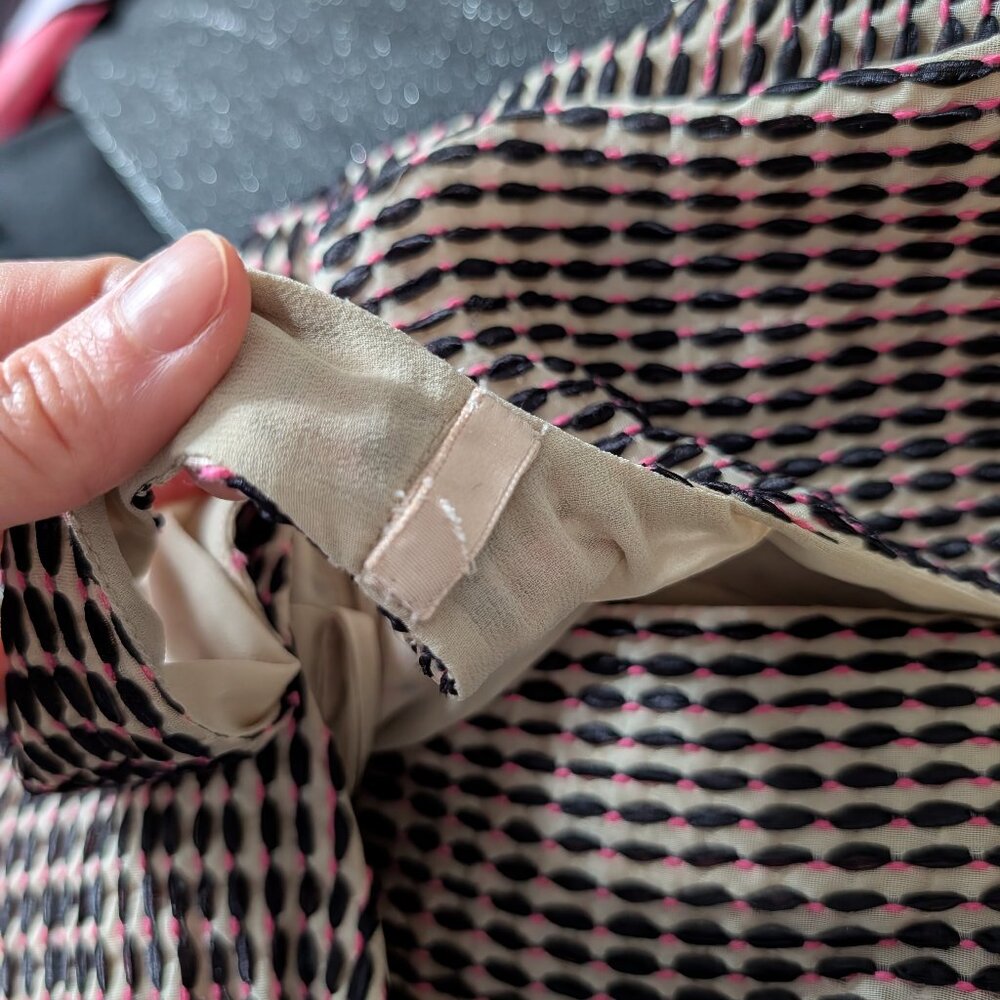 Valentino textured dress - size 4 tan with black and hot pink details - Picture 8 of 8